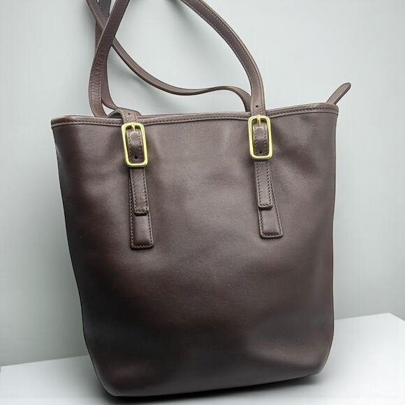 COACH 9803 Legacy Day Tote Mahogany Brown Leather Shoulder Bag Brass - Picture 7 of 11